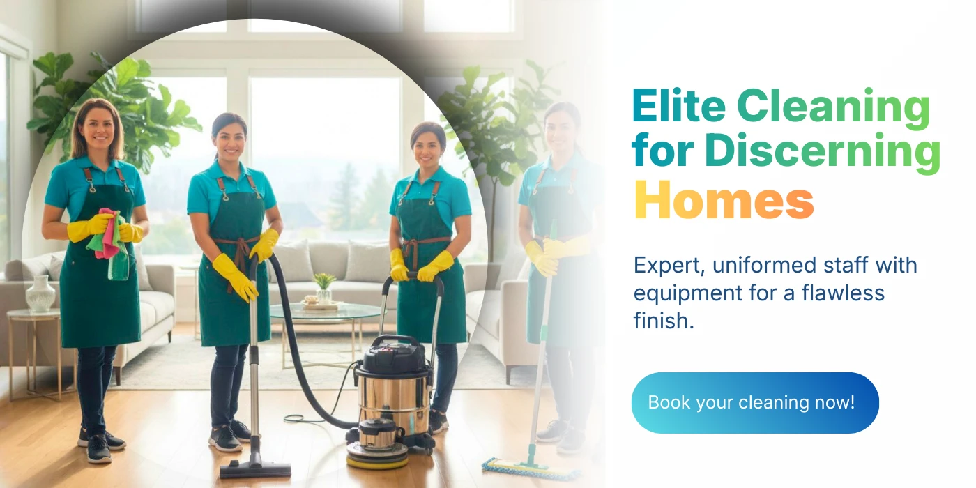 Professional cleaning team in Vancouver, uniformed and equipped with industrial tools for spotless home results.