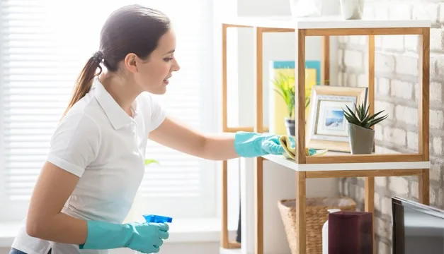 Detailed move-out cleaning of shelves in Vancouver
