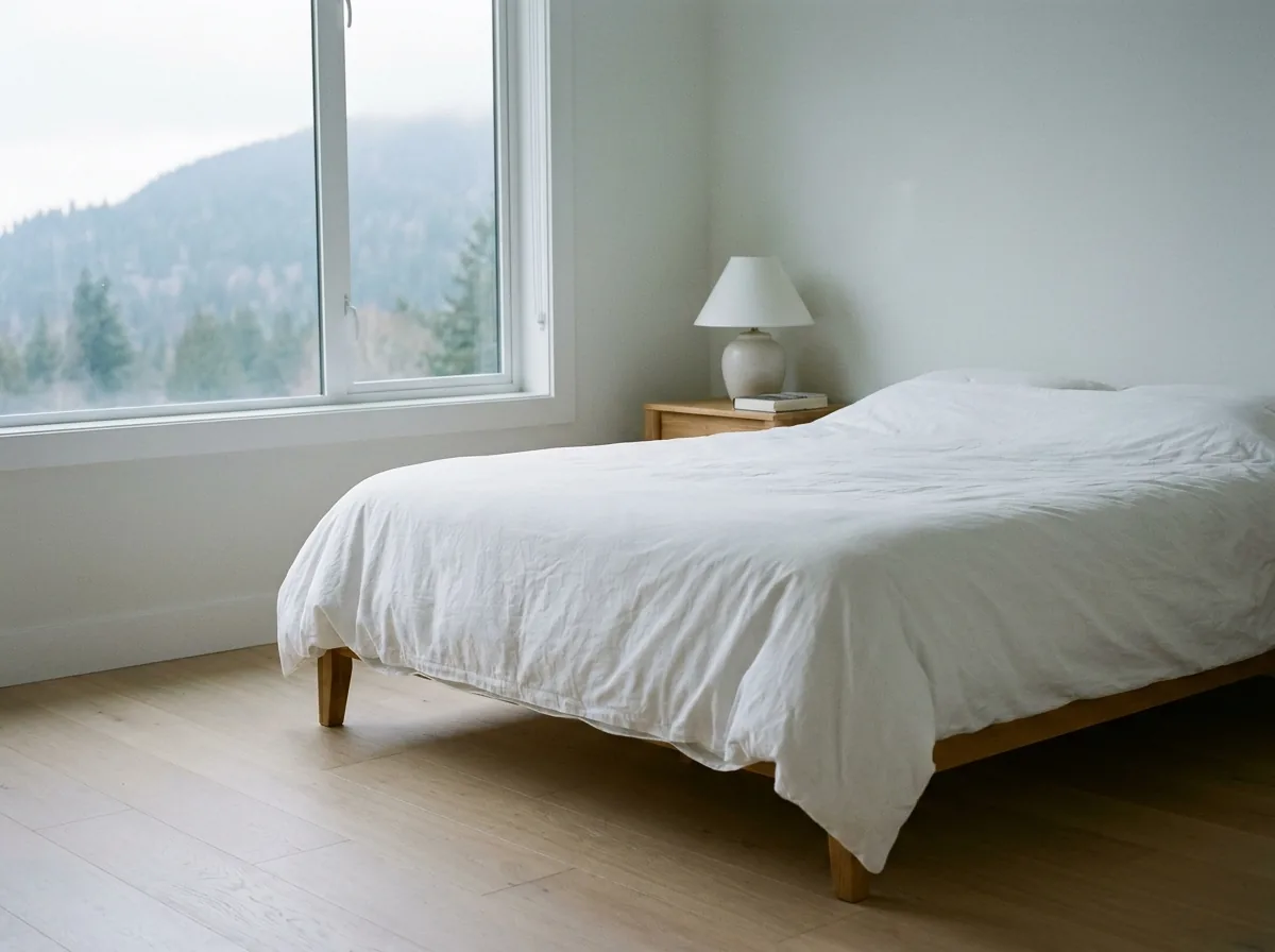 Bedroom with fresh linen and dusted surfaces in a North Vancouver home
