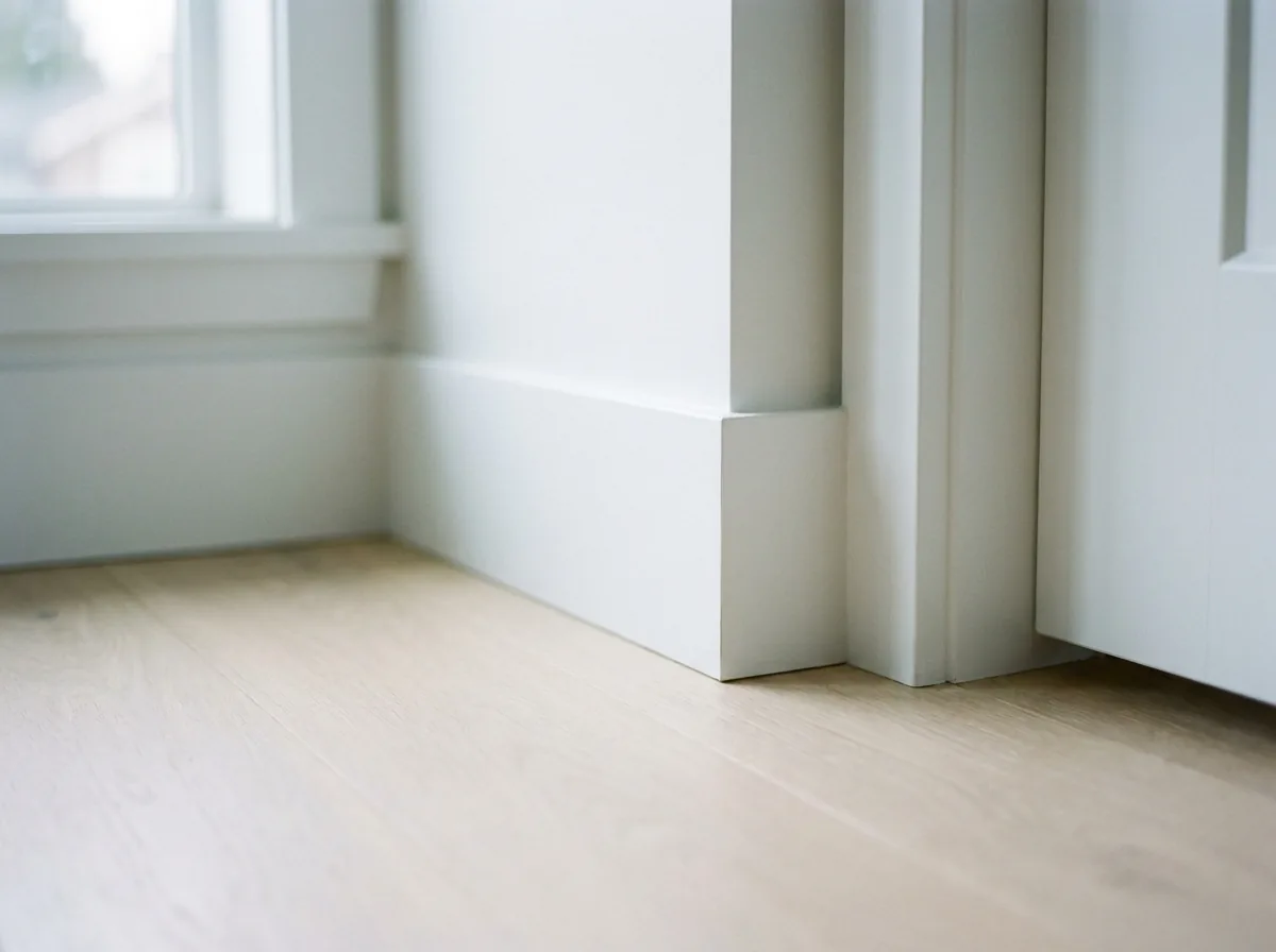 Clean painted baseboard and dust-free floor edge in a Vancouver home after a deep clean