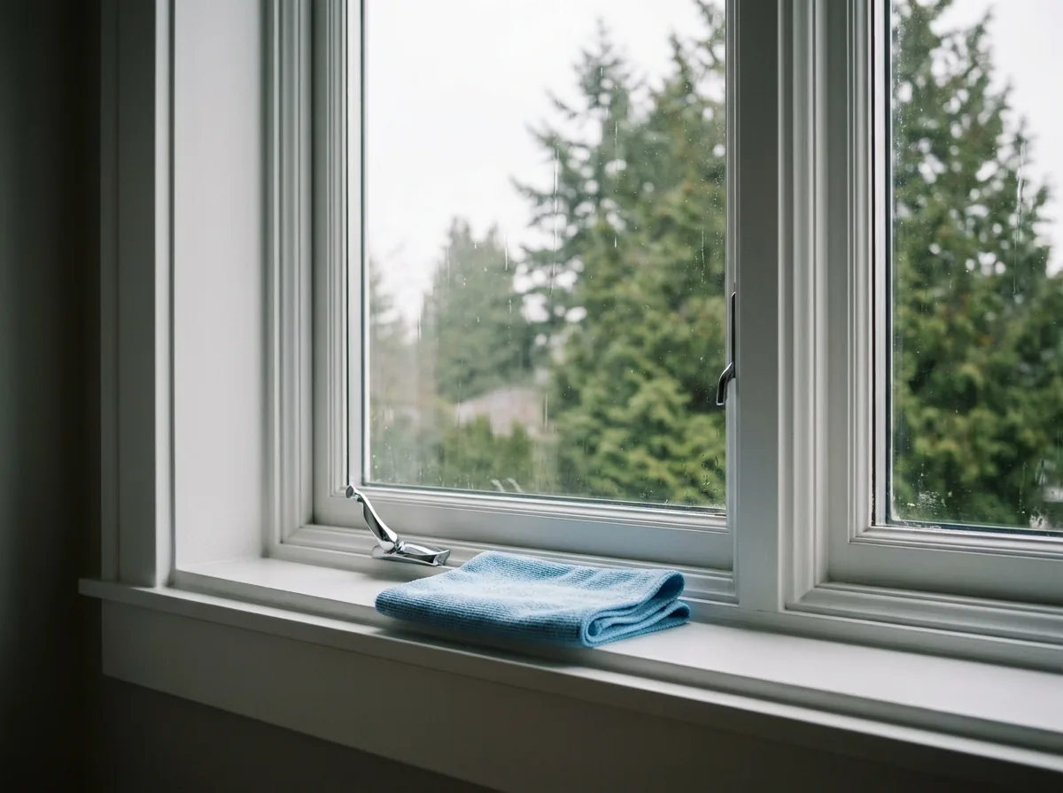Cleaned interior window, frame and track before a move-out inspection